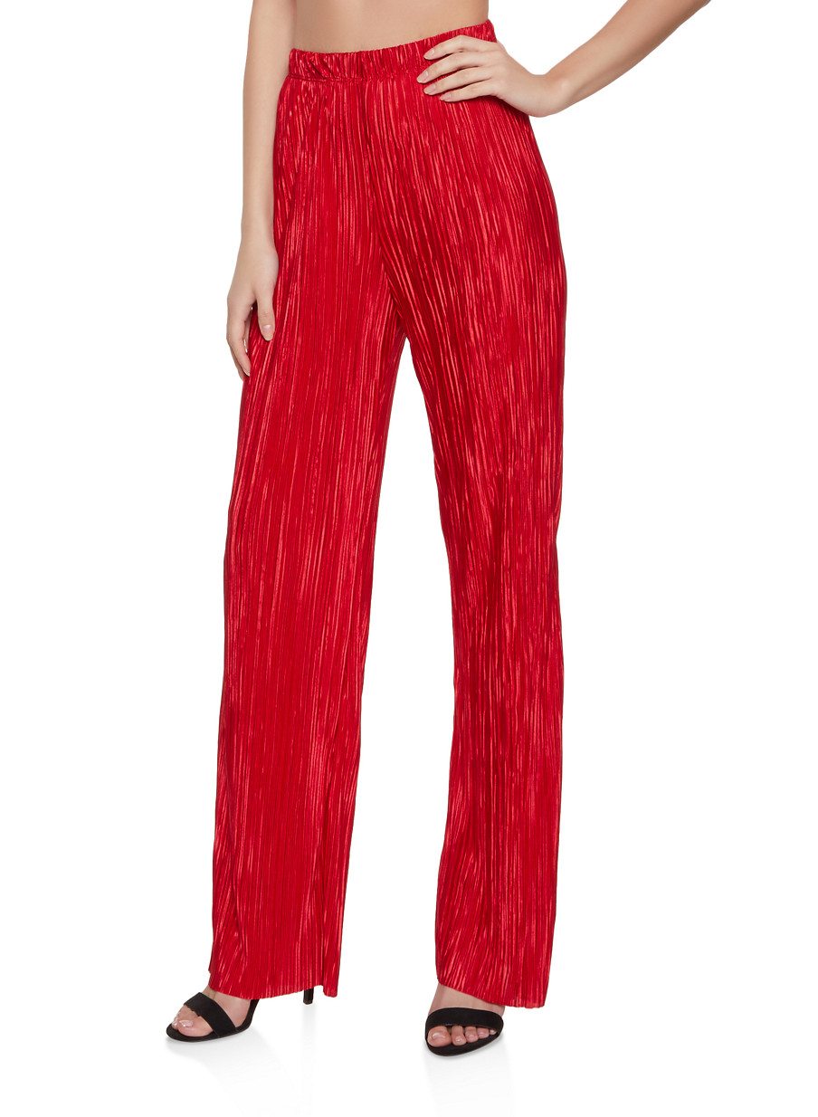 Pleated Satin Palazzo Pants