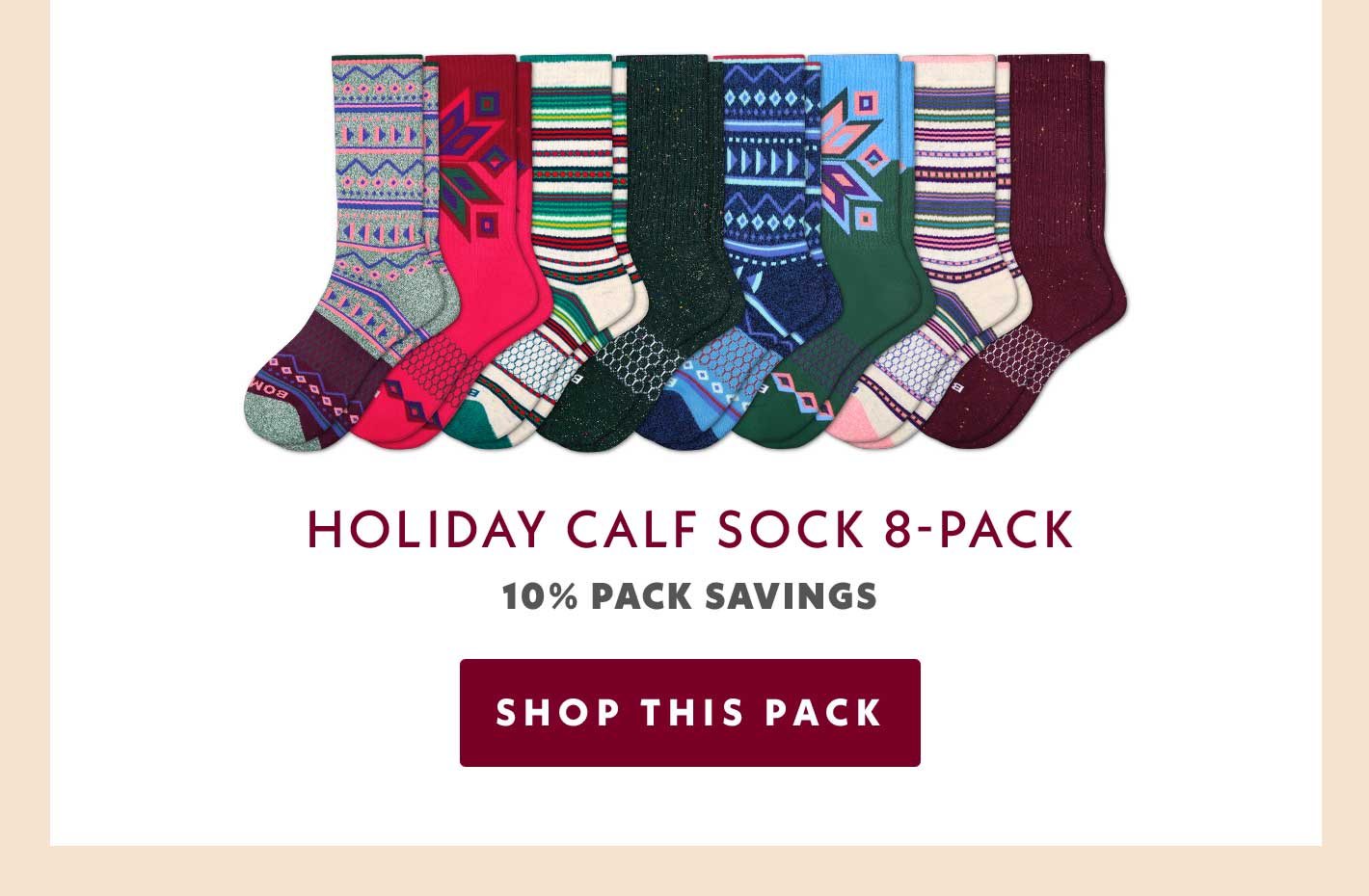 Holiday Calf Sock 8 Pack