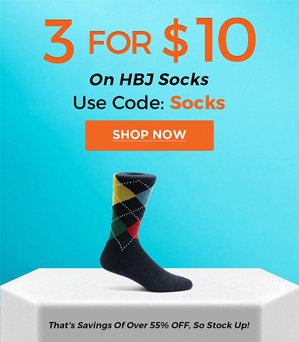 3 for $10 on HBJ Socks | Use Code: Socks