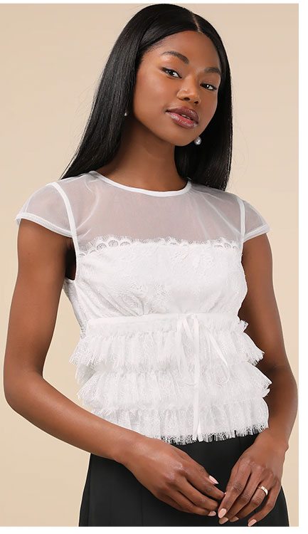 Image of Whimsical Darling White Lace Top