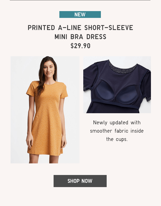 PRINTED A-LINE SHORT-SLEEVE MINI BRA DRESS $29.90