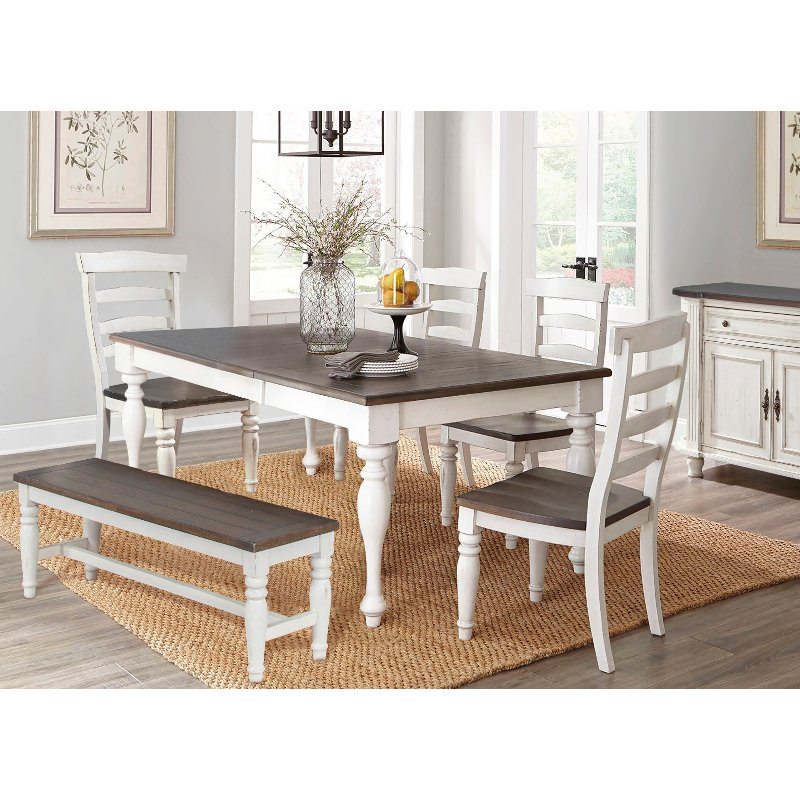 Bourbon County French Country White Two-Tone 6 Piece Dining Set