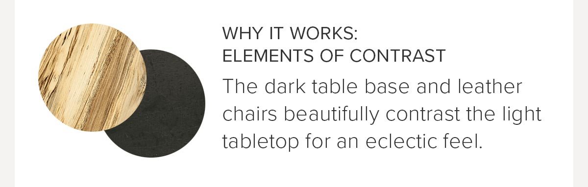 Why it works: Elements of contrast.