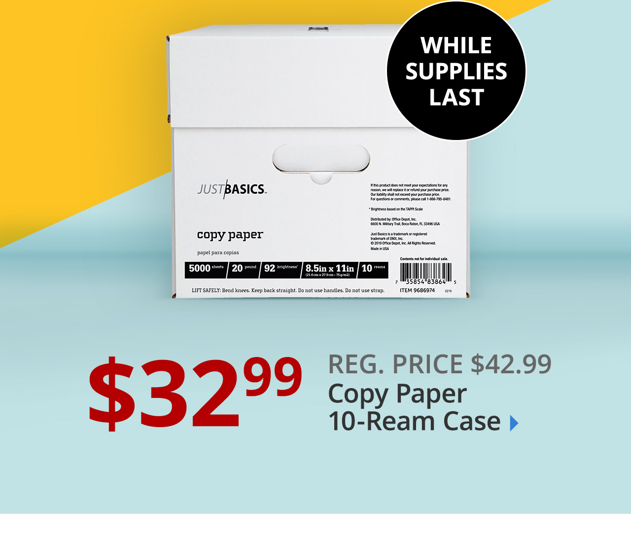 $32.99 Just Basics 10-ream case