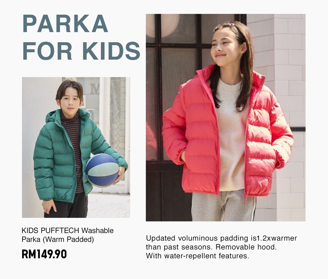 KIDS PUFFTECH Washable Parka (Warm Padded)