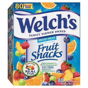 Welch's Fruit Snacks Mixed Fruit 0.9 oz, 80-count