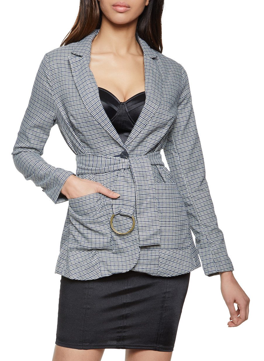 Two Button Plaid Blazer