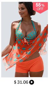 Asymmetric Hem Padded Open Back Printed Tankini Set