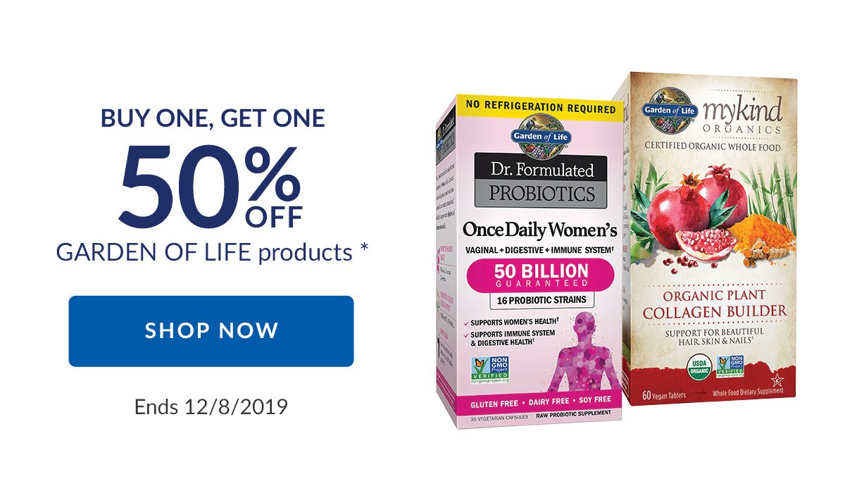BOGO 50% off Garden of Life products
