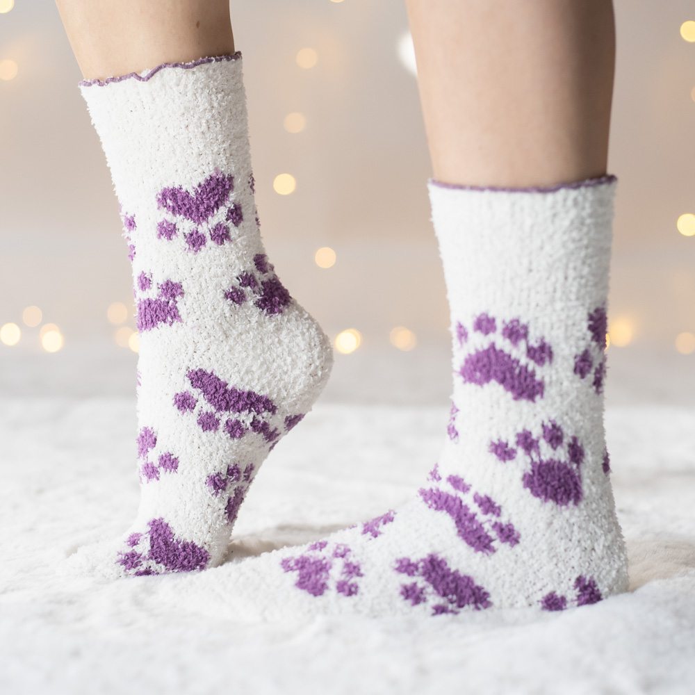 Image of Warm 'n Fuzzy Paws Creme Socks