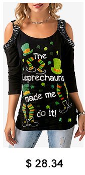 Long Sleeve Cold Shoulder St Patricks Day T Shirt