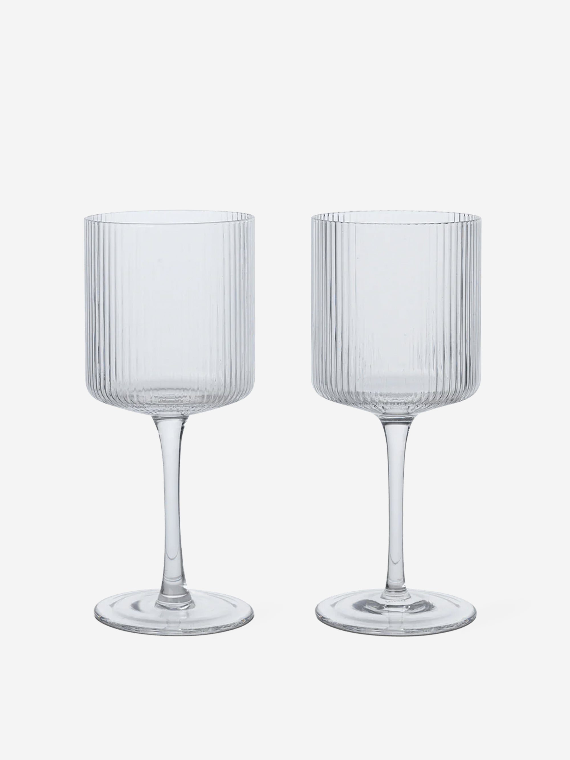 Image of ferm LIVING Ripple White Wine Glasses Set of 2 - Clear