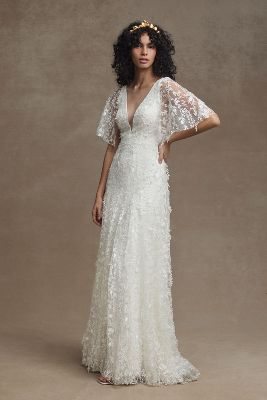 Jenny by Jenny Yoo Lourdes V-Neck Convertible-Sleeve Lace Wedding Gown?