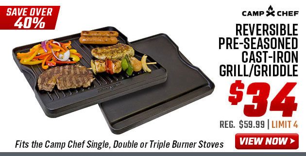 Camp Chef Reversible Pre-Seasoned Cast-Iron Grill/Griddle