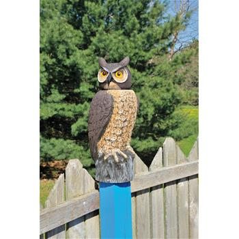Solar-Powered Owl Decoy with Rotating Head