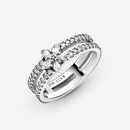 Sparkling Snowflake Double Ring