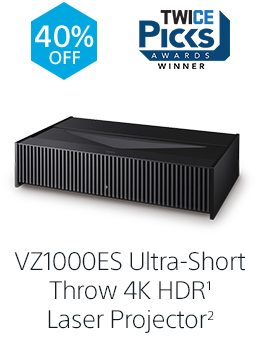 40% OFF | TWICE PICKS AWARDS WINNER | VZ1000ES Ultra-Short Throw 4K HDR(1) Laser Projector(2)