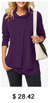 Long Sleeve Cowl Neck Layered T Shirt