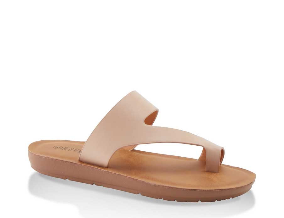 Asymmetrical Toe Loop Slide Sandals
