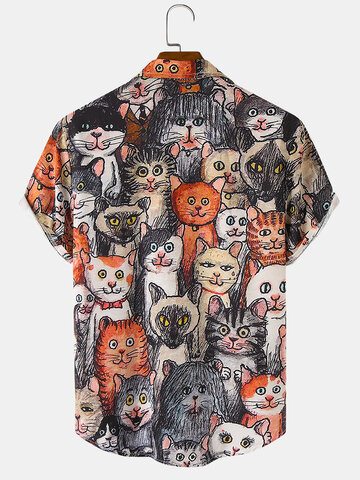 Halloween Allover Funny Cat Print Shirts