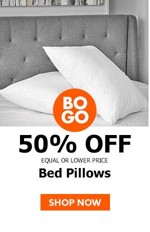 BOGO 50% off bed pillows (equal or lower price)