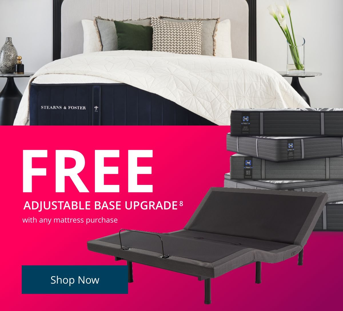 Free adjustable base upgrade with any mattress purchase