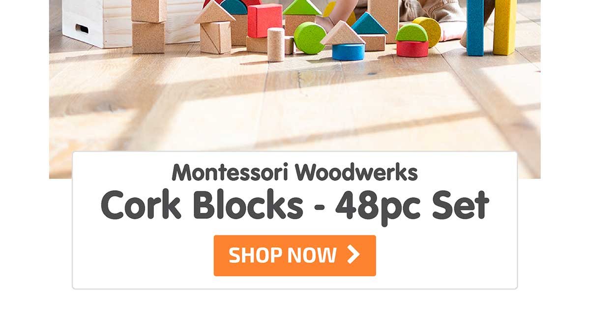 Montessori Woodwerks Cork Blocks - 48pc Set - Shop Now
