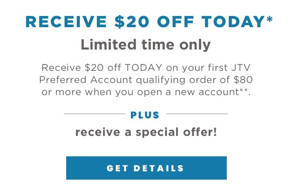 Get $20 off on a purchase of $80 or more when you open a NEW account