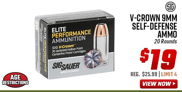 Sig Sauer V-Crown 9mm Self-Defense Ammo