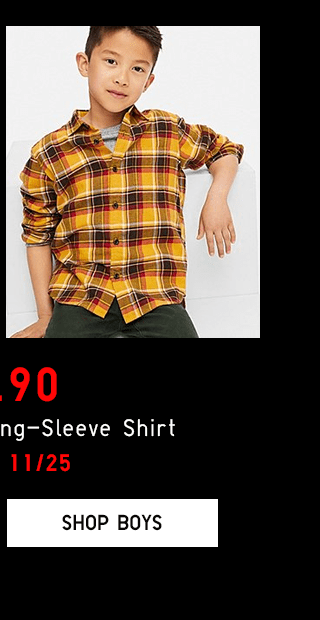$9.90 KIDS FLANNEL LONG-SLEEVE SHIRT - SHOP MEN