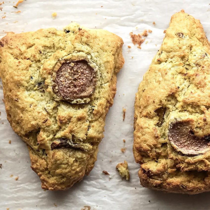 Sweet Caraway Scones with Salted Butter and Figs