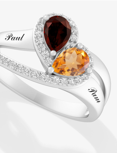 Pear-Shaped Gemstone Bypass Couple's Ring