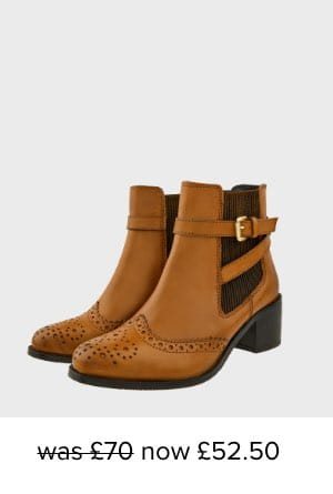 BERYL BROGUE BUCKLE LEATHER BOOTS