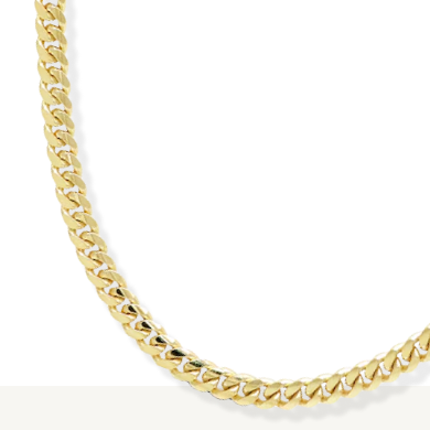 Solid Miami Cuban Curb Chain Necklace 3.3mm 14K Yellow Gold 22''