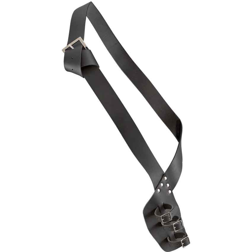 Image of Triple Buckle Black Leather Baldric