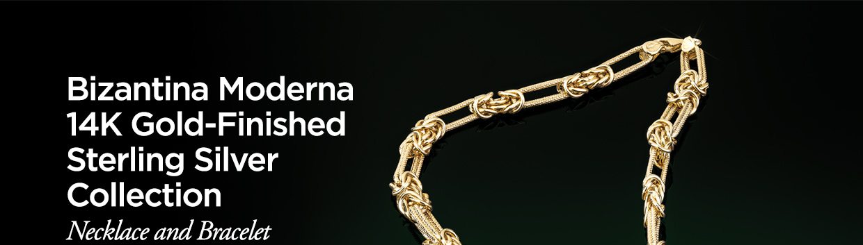 Bizantina Moderna 14K Gold-Finished Sterling Silver Collection. Necklace and Bracelet 