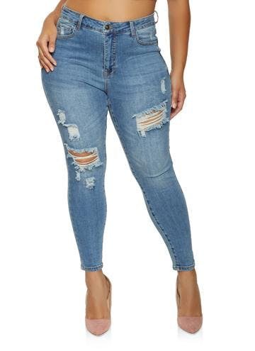 Plus Size WAX Ripped Skinny Jeans