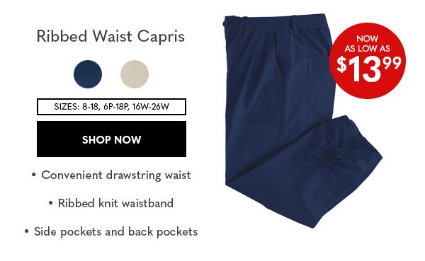 Ribbed Waist Capris as low as $13.99