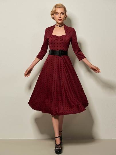 Polka Dots Vintage Women's Swing Dress