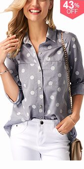 Turndown Collar Polka Dot Print Shirt