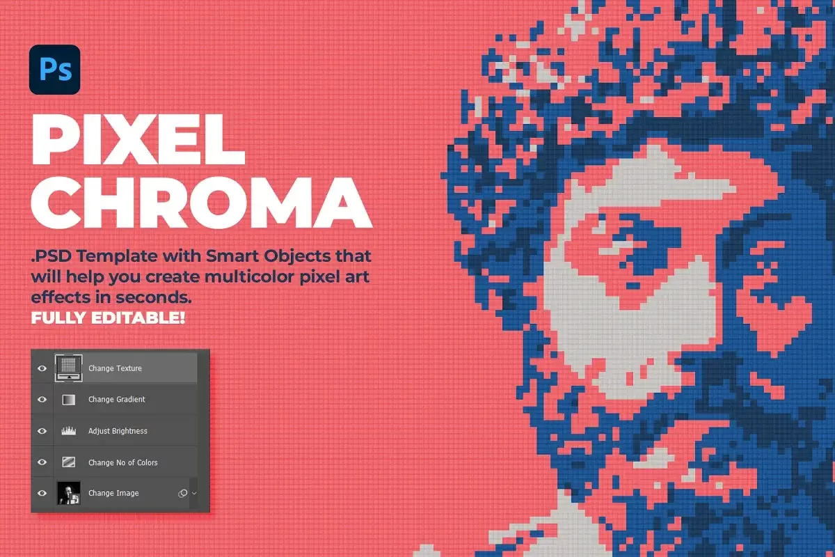 Pixel Chroma PSD Template