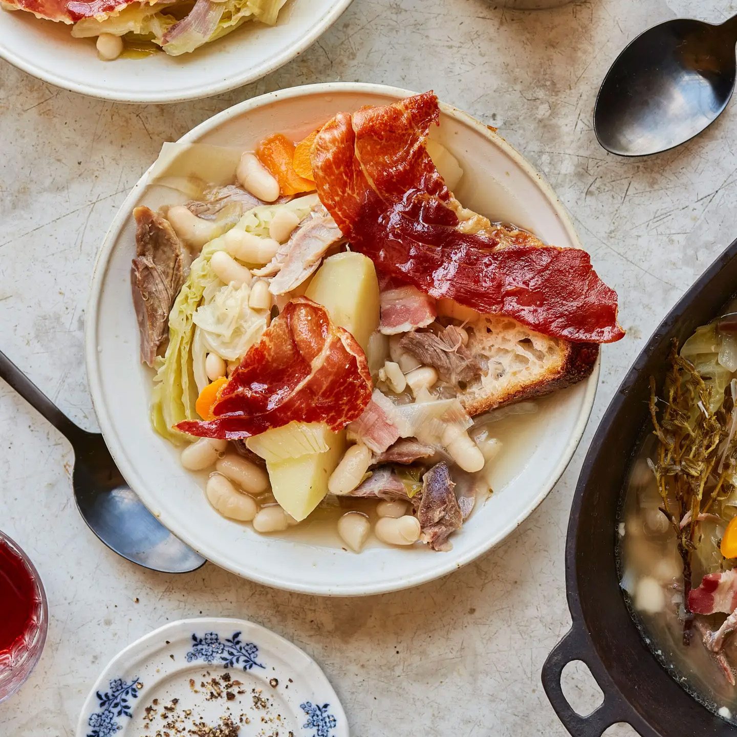 Hearty Vegetable Stew with Duck Confit and Cabbage (Garbure Gasconne)
