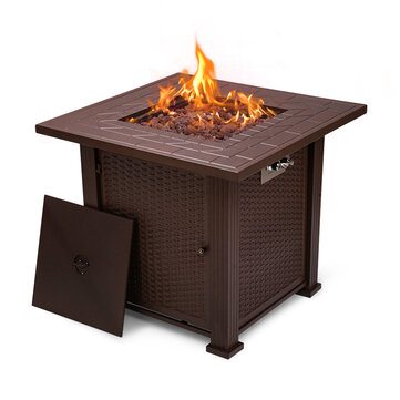 Topshak GF1 28inch Fire Pit Table 50,000 BTU Outdoor Fire Tables Propane Gas Hideaway Tank Holder Propane Gas Firepit Table