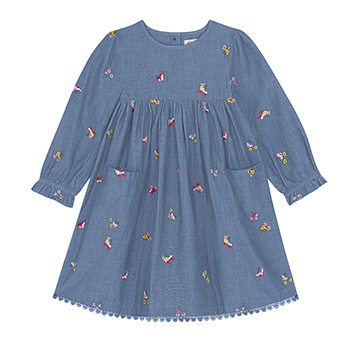 Rollerskates Kids Embroidered Chambray Dress