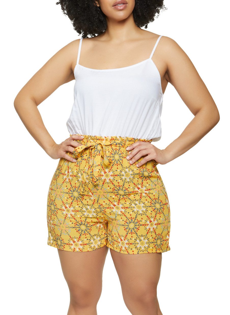 Plus Size Printed Cami Romper