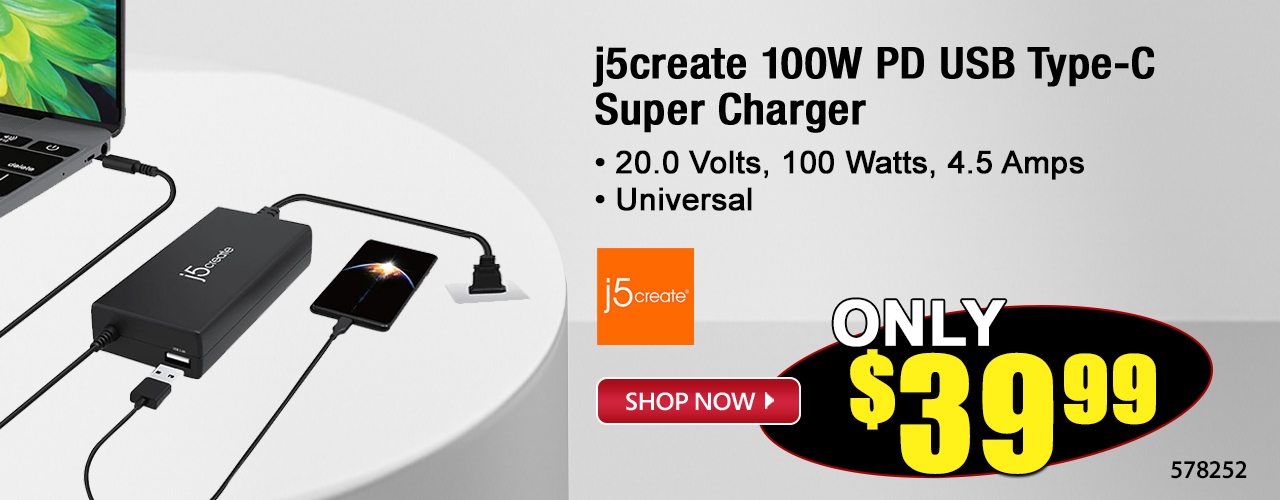 j5create 100W PD USB Type-C Super Charger - Shop Now