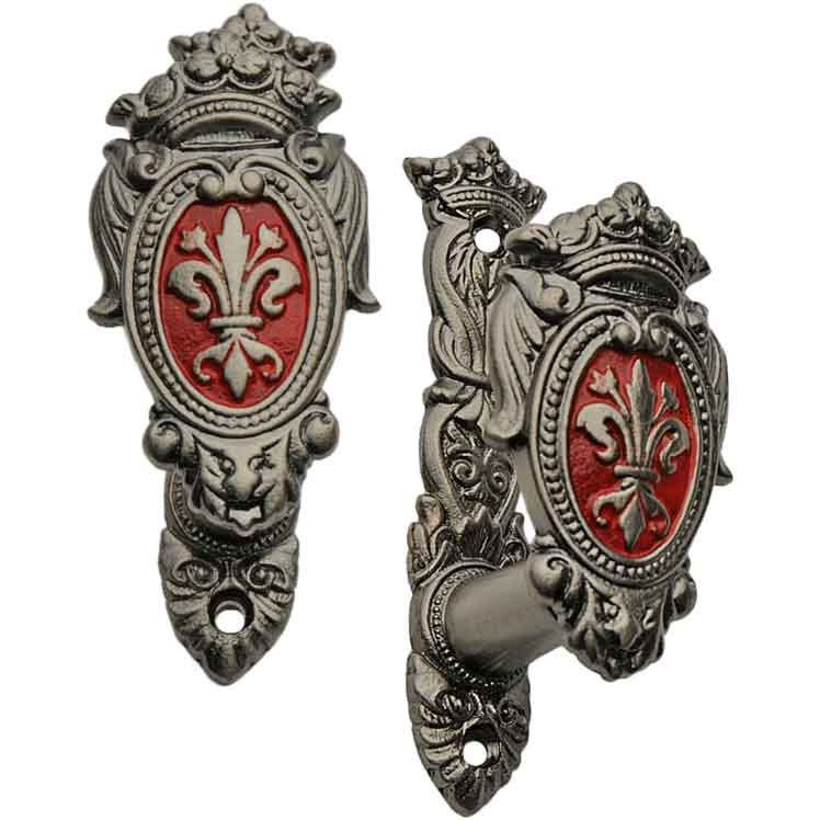 Image of Red Fleur De Lis Crest Sword Hangers