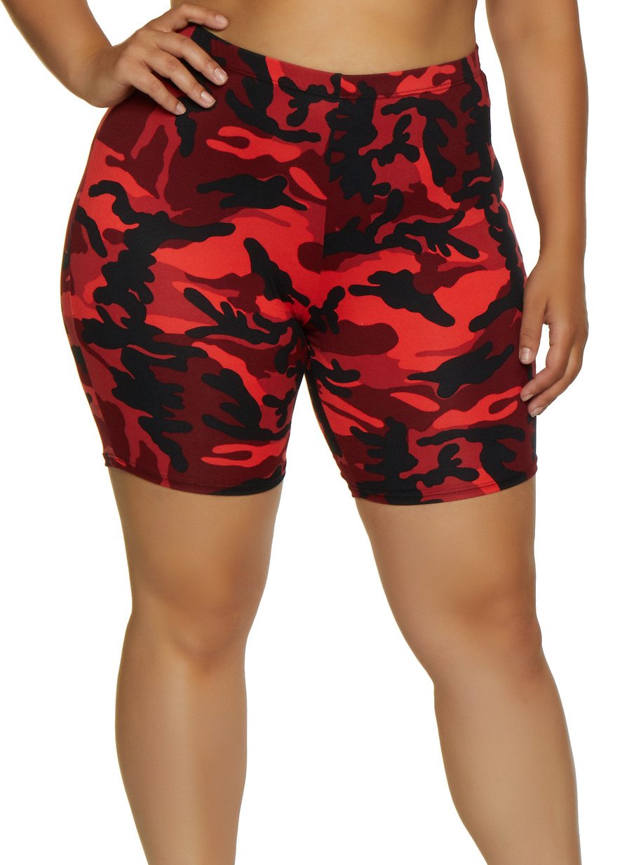 Plus Size Camo Bike Shorts