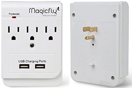 Magicfly Power 3x AC Outlet, 2x USB Wall Mount Surge Protector w/ Included Screws
