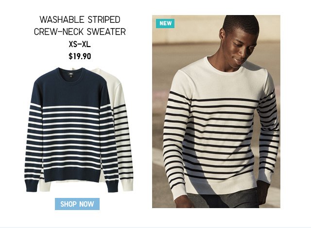 WASHABLE STRIPED CREW-NECK SWEATER - SHOP NOW